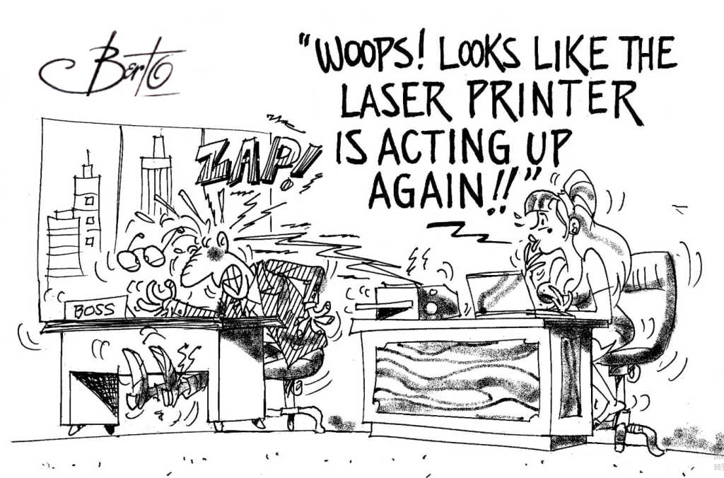 Zapped by Laser Printer Again Berto cartoon rtmworld