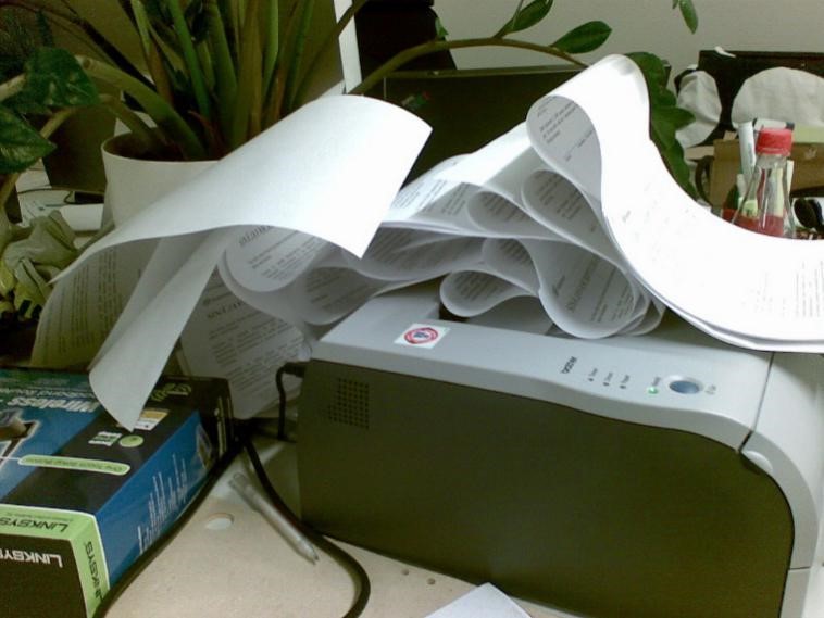Printer paper jam, a negative perception towards printers.