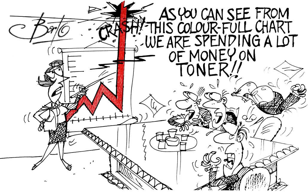 Spending a Lot on Toner Berto cartoon rtmworld