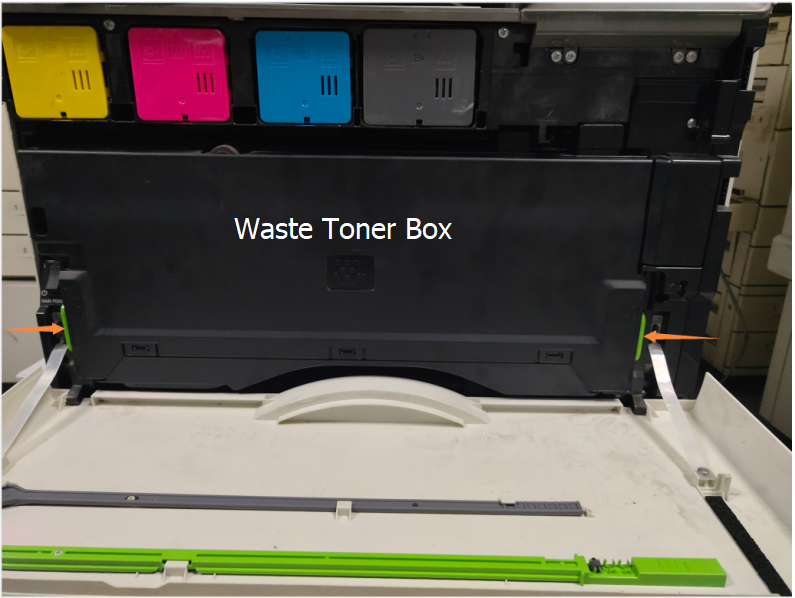 How to replace the waste toner bottle on a Sharp MX series copier