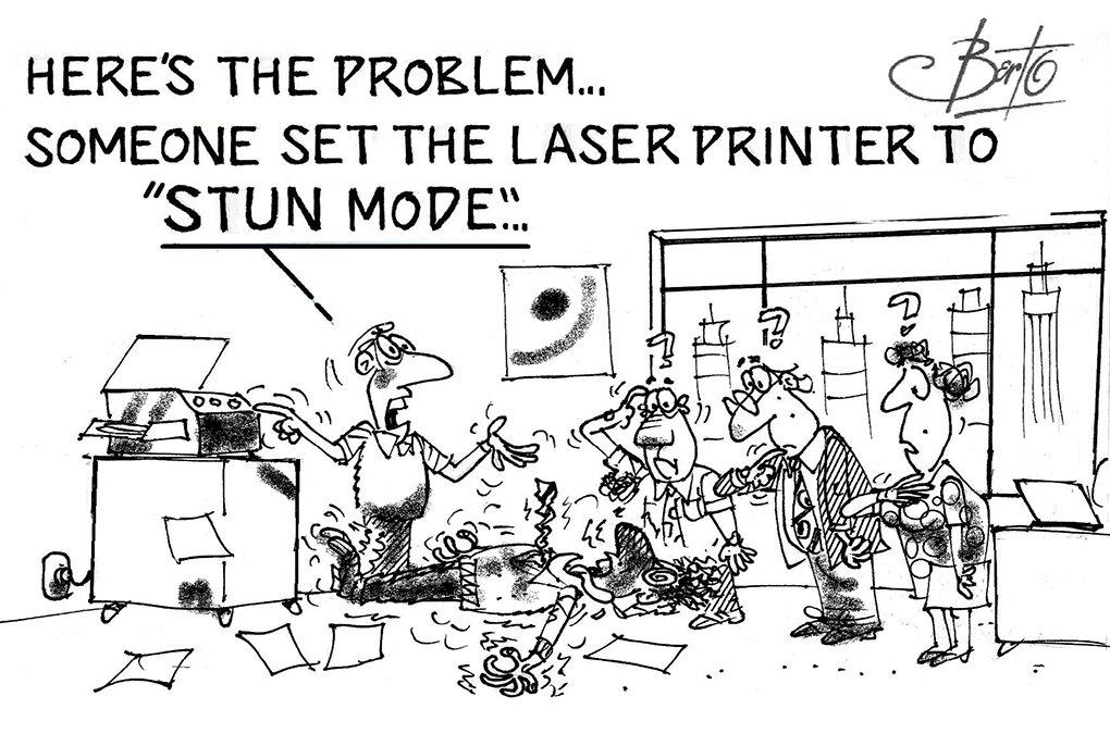 Berto Stunned by Office Laser Printer